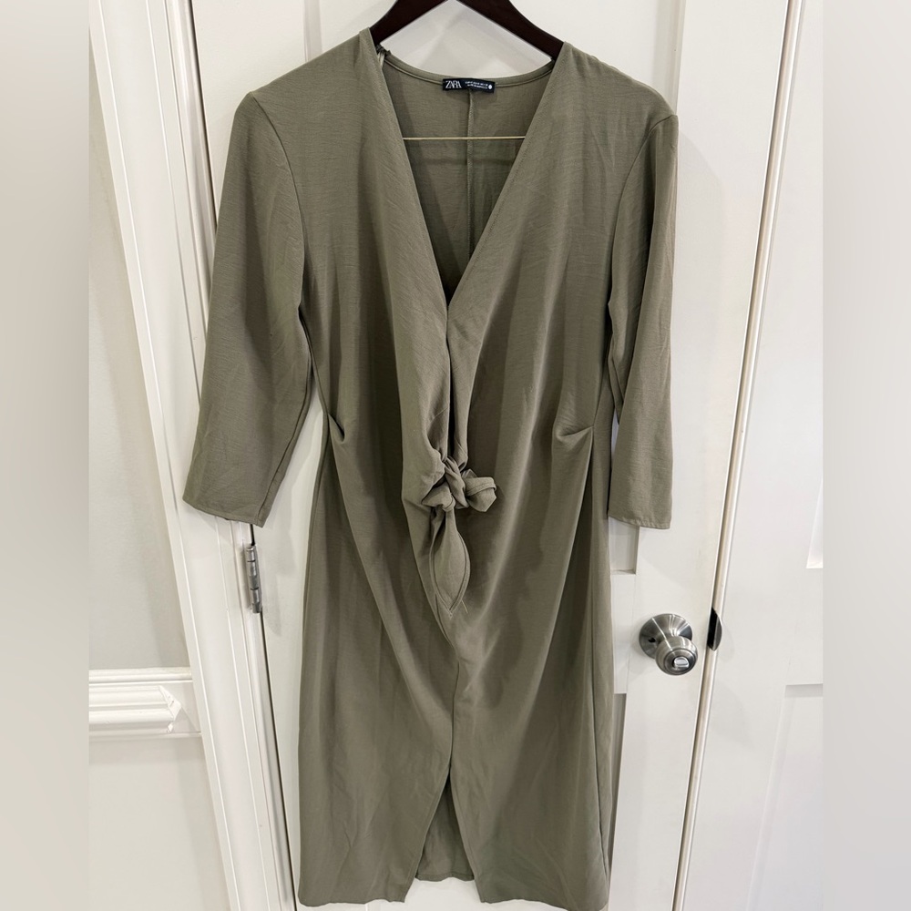Zara Olive Long Sleeve Dress